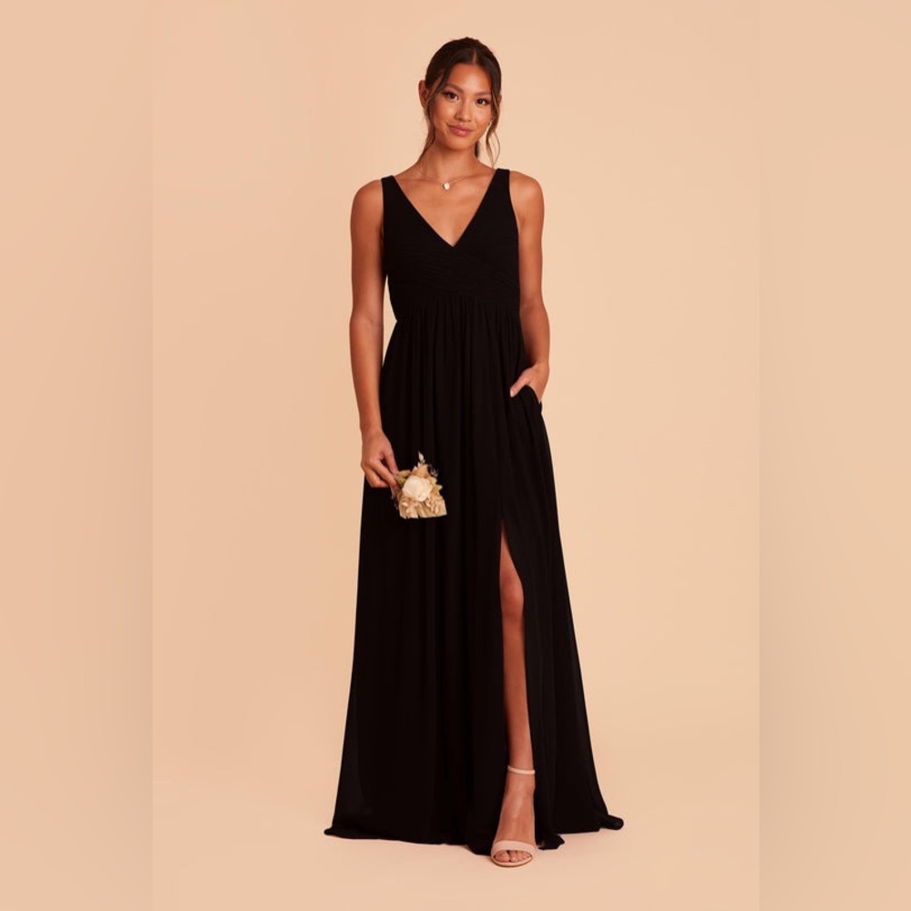 Birdy Grey Black V-Neck Sleeveless Bridesmaid Wedding Dress with Side Slit
